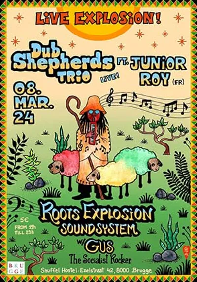 Youths & roots met Dub Shepherds, Junior Roy en Roots Explosion in Snuffel Hostel Brugge!