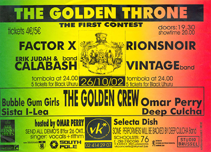 Belgium, the surprise package of reggae: Omar Perry, Calabash, Ragga Yves en Deep Cultcha - Golden Throne @ VK
