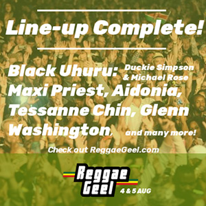 Nieuwe topnamen Reggae Geel 2017: Iba Mahr, Maxi Priest, Capleton, Glen Washington, Black Uhuru feat. Michael Rose, Aidonia, Ricky Trooper, Channel One, Jamaican Jazz Orchestra...