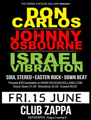 Indoor festival vibes met Don Carlos, Israel Vibration & Johnny Osbourne @ Zappa