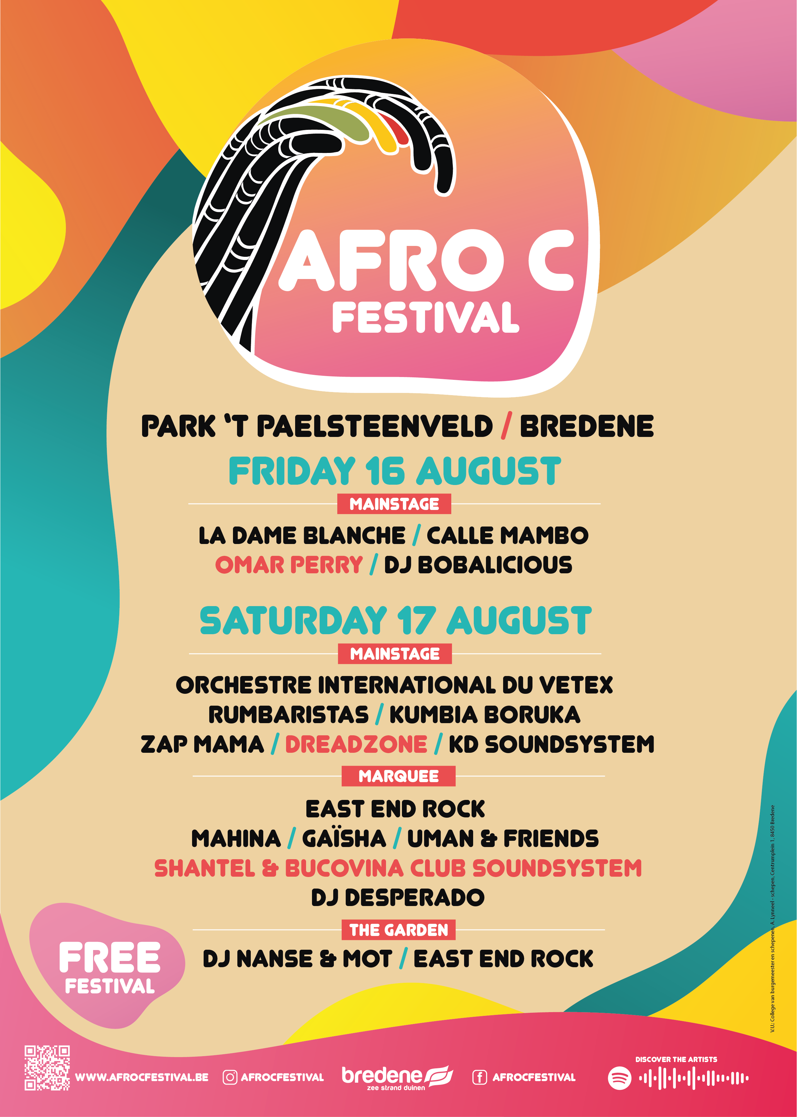 Afro C Festival keert terug naar 't Paelsteenveld in Bredene en stelt leuke en gevarieerde affiche voor!